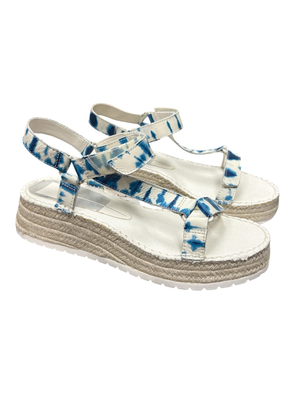Dolce Vita White and Blue Tie-Dye Platform Espadrille Sandals